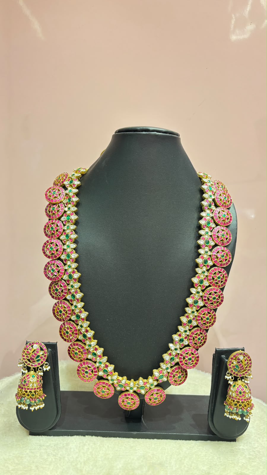 Jadau long haram with bottu mala